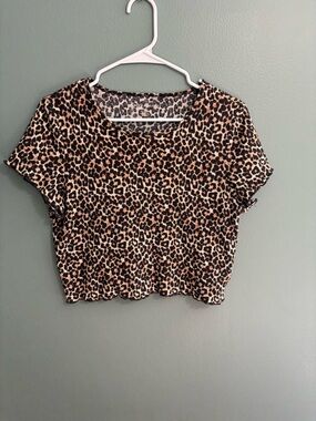 American Eagle Outfitters Leopard Print Crop Top - Beige & Black